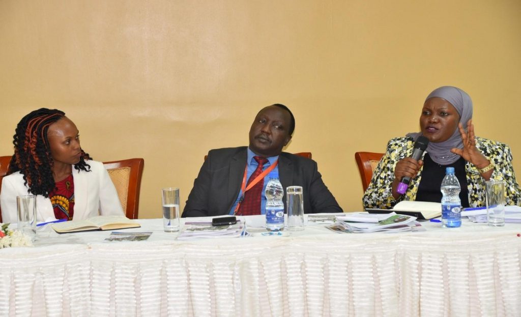 Member Zaminah moderating the discussion with panelists Jeff Wadulo (CSBAG) and Ruth Asiimwe (UYONET)