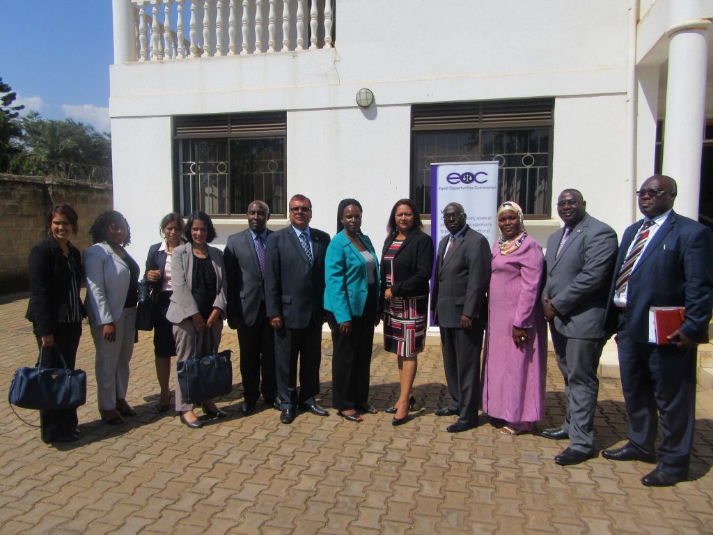 Members of the Commission with delegates from Mauritius pose for a group picture after the meeting